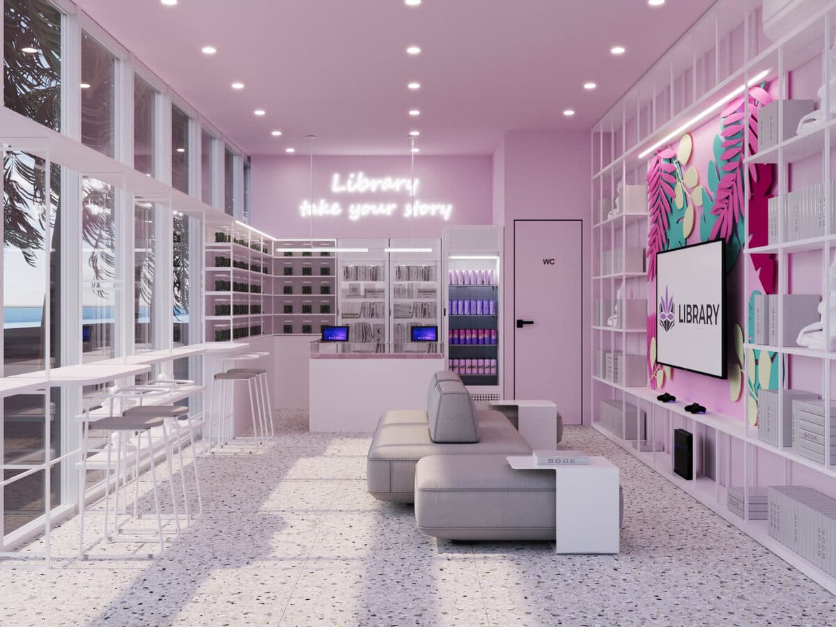 Library — полный вид интерьера