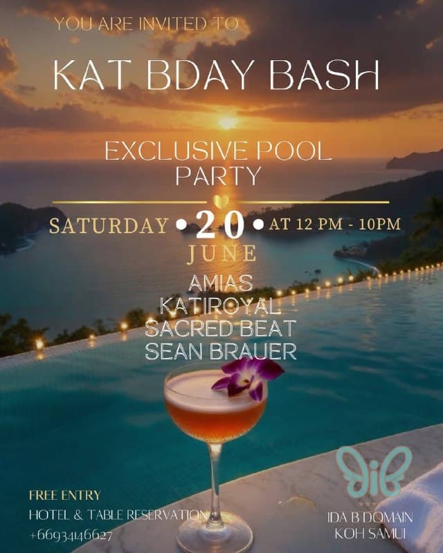 Exclusive Pool Party Celebrates KAT's Birthday with Ocean Views on Koh Samui